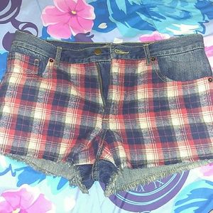 NWOT plaid jean shorts